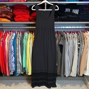 Carole Little gray/black striped racer back t shirt maxi dress size S